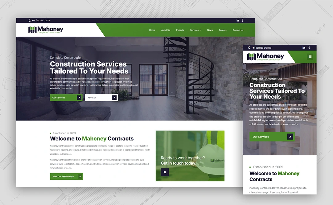 Contractor website design example